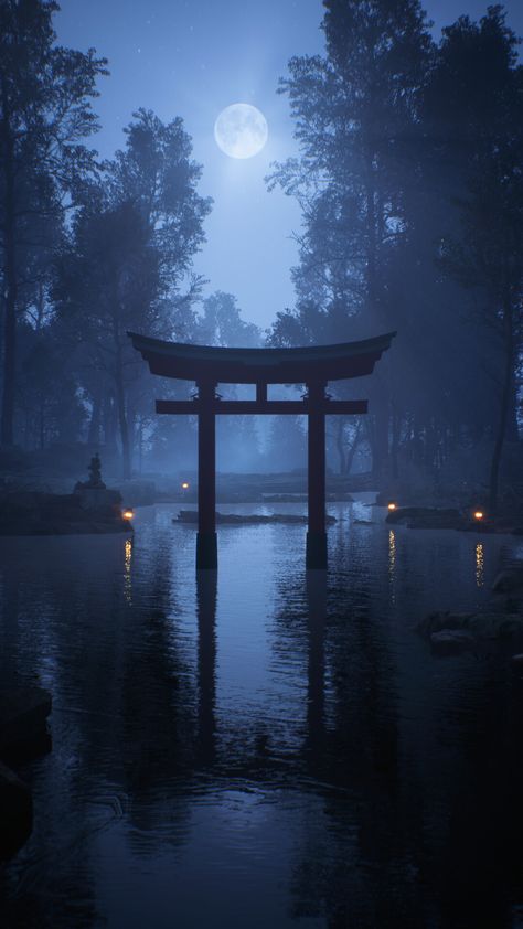 Torii Gate Aesthetic, Torri Gate Wallpaper, Winter China Aesthetic, Japanese Shrine Wallpaper, Anime Places Aesthetic, Dark Japan Wallpaper, Torii Gate Wallpapers, Asian Wallpaper Aesthetic, Tori Gate Wallpaper