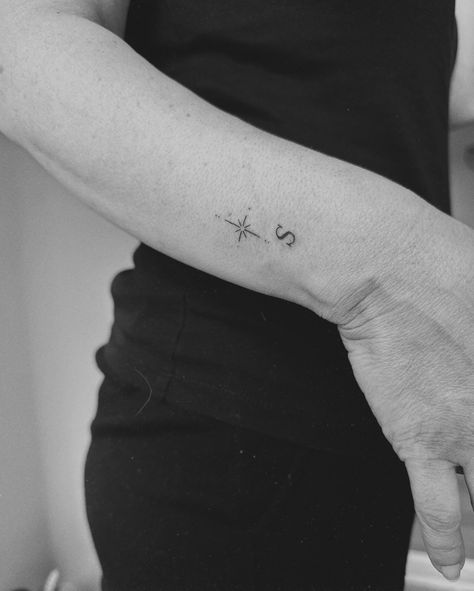 We combined a lucky star and the initial of my client’s daughter✨ Get in touch with me for your next tattoo session! Starcrossed Lovers Tattoo, Lucky Star Tattoo, S Initial Tattoo, Initials Tattoo, Tattoo Session, Tattoos For Lovers, Initial Tattoo, Star Crossed Lovers, Next Tattoo