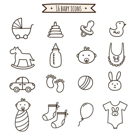 Baby doodle icons set Premium Vector | Premium Vector #Freepik #vector #car #baby #children #line Baby Journal Book, Baby Doodle, Baby Shower Scrapbook, Pregnancy Scrapbook, Doodle Baby, Baby Books Diy, Doodle Icons, Baby Shower Background, Baby Bullet