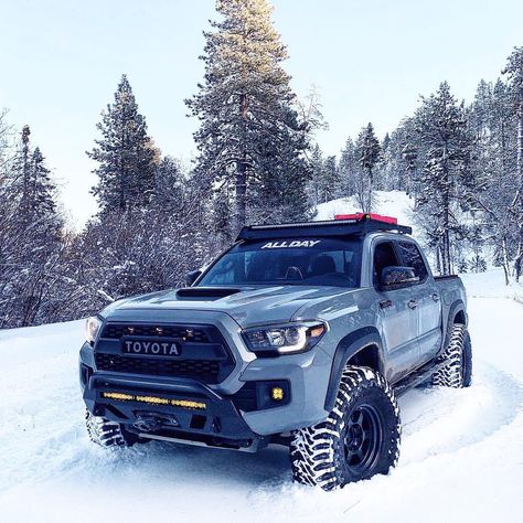 Geared up and ready for the snow! Looking to set your Tacoma up this way? Click the links or hit us up. #rogueoffroad… Tacoma Wheels, Overland Tacoma, Toyota Tacoma Mods, Tacoma Mods, Toyota Tacoma 4x4, Tacoma 4x4, Tundra Truck, Toyota Truck, Tacoma Truck