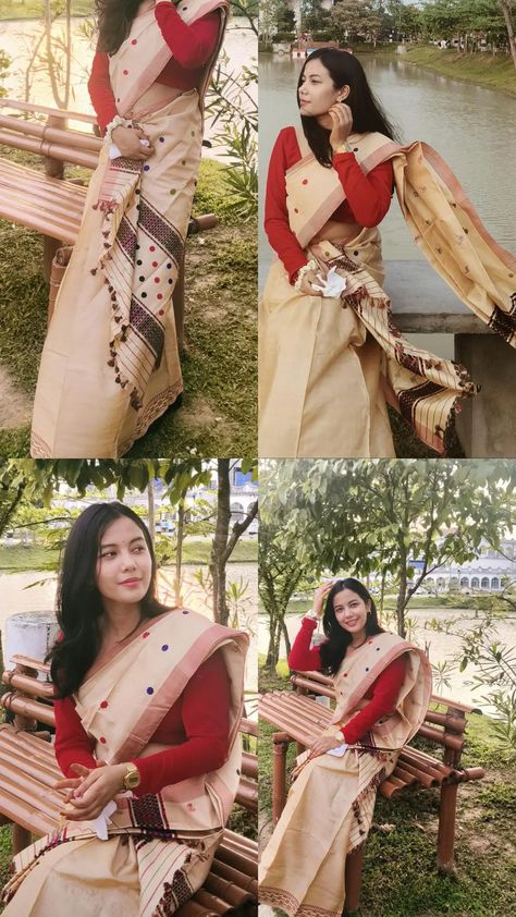 Sador Mekhela, Mekhela Sador, Mekhela Chador, Muga Silk, Desi Love, Self Pictures, Cute Sketches, Best Song Lyrics, Dress Aesthetic