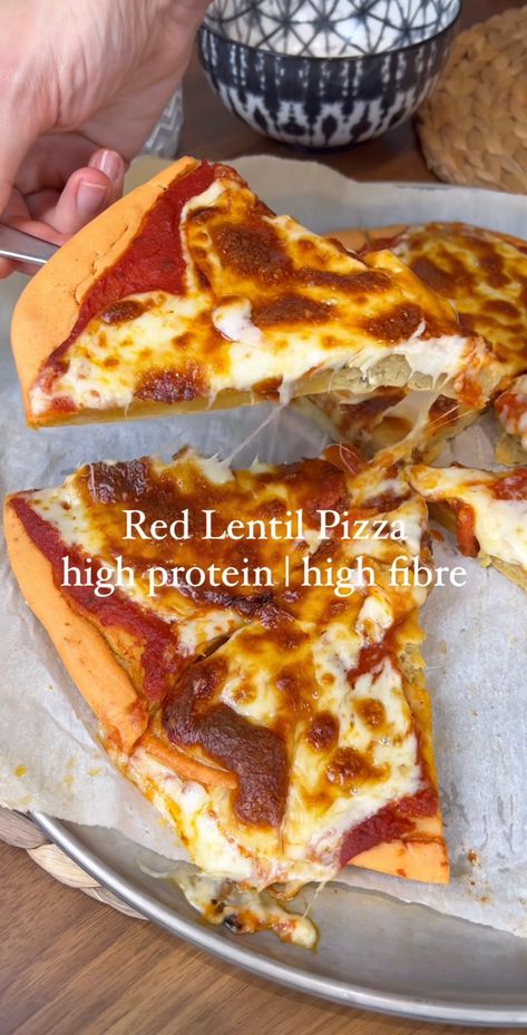 Red Lentil Pizza Lentil Bread Recipe, Lentil Pizza, Lentil Bread, Bread Replacement, Red Lentil Recipes, Healthy Pizza Recipes, Red Lentils, Healthy Pizza, Lentil Recipes