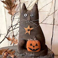 Bathroom Design Farmhouse, Bedroom Design Vintage, Boho Bathroom Design, Primitive Halloween Crafts, Vintage Bedroom Design, Bedroom Design Boho, Primitive Fall Crafts, Black Cat And Pumpkin, Primitive Halloween Decor