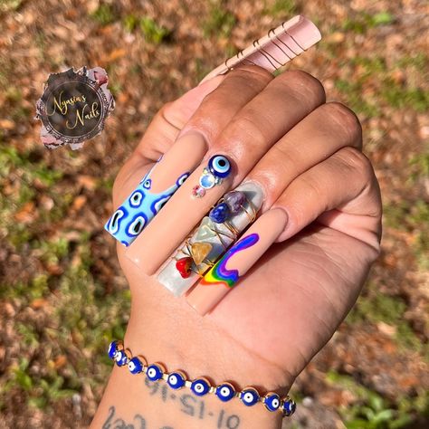 Chakra Nails Designs, Jhene Aiko Nails, Chakra Nail Art, Spiritual Nails Designs, Chakra Nails, Spiritual Nail Art, I Love Me Nails, Christ Nails, Spiritual Nails