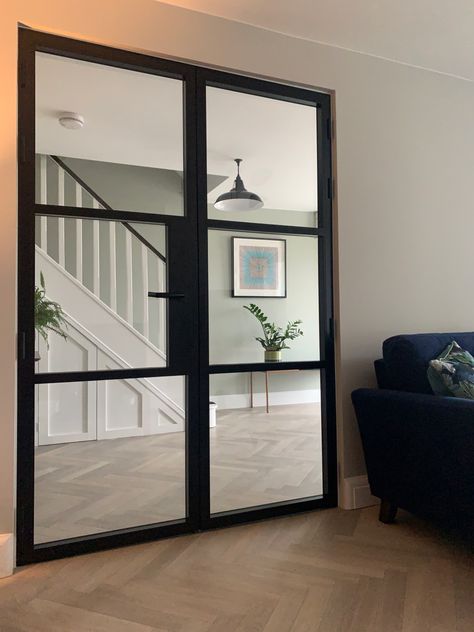 Crittal Doors Entrance Hall, Crittle Doors Internal, Crittal Doors Living Room, Internal Crittal Doors, Crittle Doors, Internal Doors Ideas, Conservatory Doors, Hallway 2023, Doors Hallway