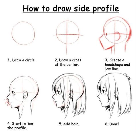 Hey guys check out these great tips on how to draw heads in profile. #drawingtuts #drawingmanga #mangaart #howtodraw #illustration… Draw Side Profile, Hairstyle References, Draw Anatomy, Side View Drawing, Profile Drawing, Face Profile, Drawing Tutorial Face, Drawing Heads, 얼굴 그리기