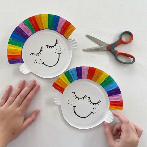 Ferris Wheel Craft Preschool, Asd Arts And Crafts, Paper Plate Crafts For Kids Easy, Drawing Crafts For Kids, Paper Plate Art, Hearts Paper Crafts, Fun Hairstyles, Safety Scissors, Coconut Shell Crafts