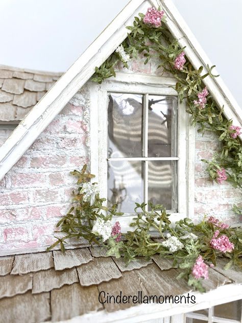 Cinderella Moments: To My Dearest Cottage Dollhouse Cottage Dollhouse, Cinderella Moments, My Dearest, Beautiful Sofas, Little Cottage, Diy Dollhouse Furniture, Cream Roses, Flowering Vines, Exposed Brick