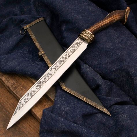 Celtic Knife, Royal Stag, Seax Knife, Fantasy Blade, Goth Hair, Cool Swords, Viking Warrior, Figure Drawing Reference, Fixed Blade Knife