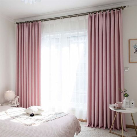 Solid Pink Curtain Modern Cotton Linen Curtain Living Room Bedroom Nursery Fabric(One Panel) Modern Curtains Bedroom, Linen Curtains Living Room, Calming Bedroom Colors, Pink Curtain, Curtain Modern, Calming Bedroom, Plain Curtains, Living Room Decor Curtains, Linen Curtain