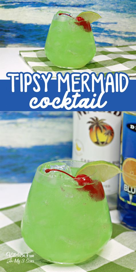 Alcoholic Drinks Recipes, Rum And Pineapple Juice, Malibu Rum Drinks, Mermaid Cocktail, Rum Drinks Recipes, Easy Summer Cocktail Recipes, Fruity Alcohol Drinks, Banana Rum, Alcholic Drinks