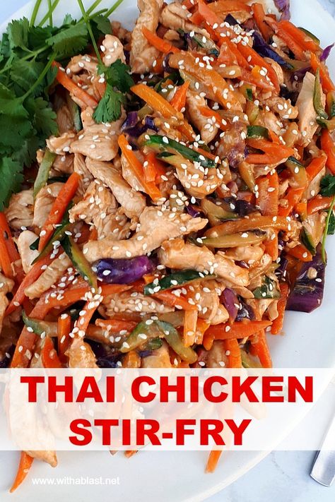 Thai Chicken Stir-Fry is so quick and easy to make for dinner on a busy week night ! Loaded with vegetables and with the distinct Thai taste this dish is always a winner #Chicken #EasyDinner #ChickenStirFry #StirFry Wok Meals, Thai Chicken Stir Fry, Thai Pad, Chicken Thai, Recipes Spicy, Recipes Potato, Child Nutrition, Chinese Vegetables, Chicken And Veggies