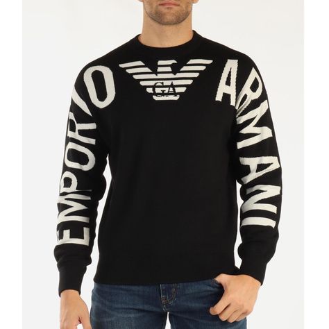 Gender: MenMaterial: 100% VIRGIN WOOLColor: Ea+Eagle NeroMade in: ImportedProduct ID: 6L1MXV 1MBZZF018*Import tax/duty will be calculated at checkout (If applicable) Black Men Fashion Swag, Black Men Fashion, Knitwear Men, Fashion Logo, Mens Sweatshirts Hoodie, Halloween Outfits, Emporio Armani, Black Men, Trendy Outfits