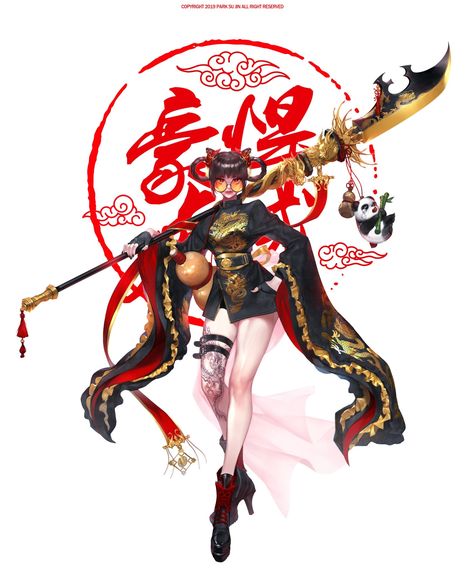 Chinese Game Character, Chinese Dragon Character Design, Female Fighter Character Design, Chinese Concept Art, Chinese Characters Design, Alcoholic Woman, Chinese Cyberpunk, Japanese Character Design, Chinese Character Art