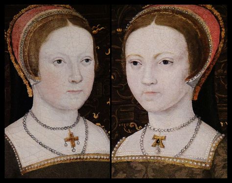 Part of the Family of Henry VIII- Princess Mary (left) and Princess Elizabeth (right) by Kotomi_, via Flickr Mary I Of England, Anne Of Cleves, Tudor Dynasty, Tudor Era, Catherine Of Aragon, King Henry Viii, Tudor History, History Nerd, Mary I