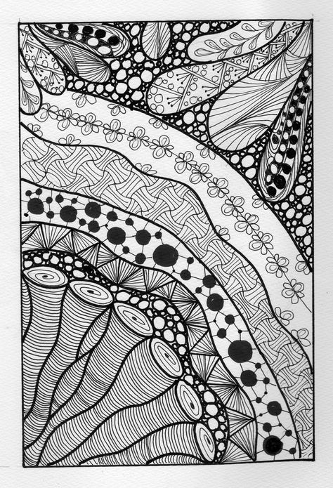 zentangle Dark Zentangle Patterns, Zentangle Drawings Ideas Hand Drawn, Zentagle Drawing Ideas, Zentangle Background, Zentagle Drawing, Zentangle Examples, Pictures To Color, Zen Doodle Patterns, Zentangle Artwork