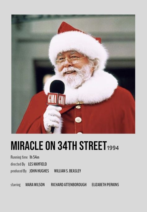 Miracle On 34th Street Poster, Miracle On The 34th Street, Christmas Movies Posters, Winter Watchlist, Snow Aesthetic Pictures, Christmas Movie Posters, Christmas Aesthetic Snow, Cozy Aesthetic Christmas, Christmas Movie Poster