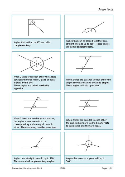 Angle facts Geometry Proofs, Angles Math, Angle Relationships, Relationship Worksheets, Angles Worksheet, Teaching Math Strategies, Teaching Geometry, Geometry High School, Math Quotes