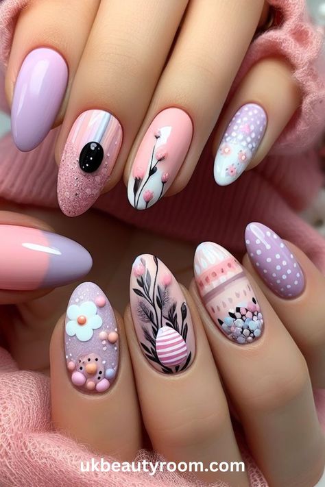 Step into the Easter vibe with these 21 fantastic nail designs! Whether it’s adorable bunnies or vibrant eggs, we’ve got you covered to make your nails pop! Spring, pretty pastel color, easy, natural, cute, simple, gel, acrylic, dip, for short nails, coffin, short, almond shape, long Easter Acrylic Nails Designs, Easter Egg Nails, Easter Themed Nails, Easter Nails Easy, Pastel Nail Art, Nails Easter, Pink Nail Art Designs, Simple Spring Nails, Adorable Bunnies