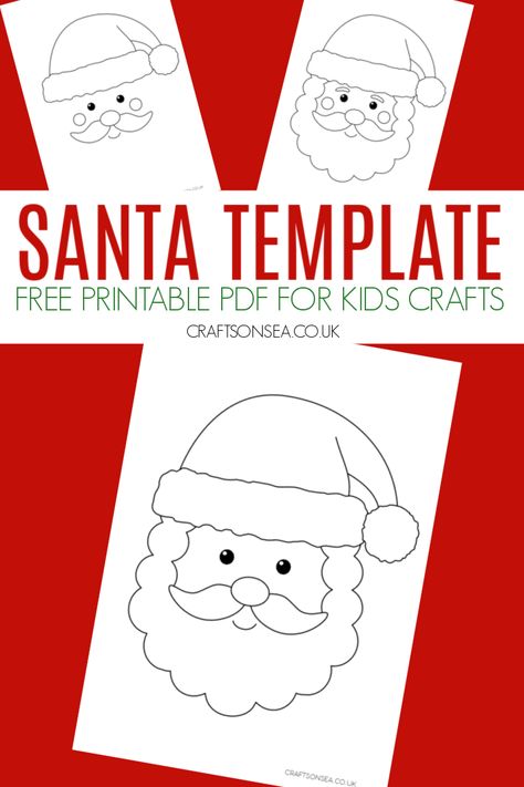 Santa Craft Template (FREE Printable PDF) Printable Santa Face Template, Santa Claus Face Template, Santas Face Template, Santa Claus Face Template Free Printable, Easy Santa Crafts Preschool, Santa Eyes Template, Pie Template Free Printable, Santa Claus Printables Free, Toddler Santa Craft