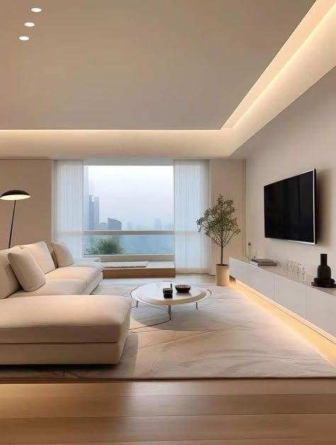 House Decor Minimalist Modern, Light Apartment Aesthetic, Dream House Interior Living Rooms, Minimalist Tv Room, Salas Aesthetic, Modern House Inside, Apartment Interior Aesthetic, Aesthetic Room Interior, Sala Aesthetic