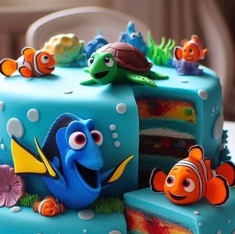 Erlita Krist on Instagram: "Finding Nemo cake ideas 🪸
.
Ai generated art
Credit for reposting
#cakefondant #cakeinspo #cakeidea #cakedesign #cakeideas #erls_ai #aiartforinspiration #findingnemocake #findingnemo" Nemo Cake Ideas, Finding Nemo Cake, Nemo Cake, King Cakes, Lion King Cakes, King Cake, Finding Nemo, Fondant Cakes, Lion King