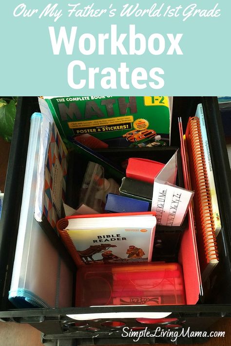 It’s been a little while since I shared a post about our homeschool. Something new that I implemented this year is the workbox crate system. This system works perfectly with our My Father’s World 1st Grade curriculum. I’ve seen a lot of talk about workboxes, but the set-up would just not work in our small … Independent Work Boxes, Work Boxes Special Education Life Skills, Morning Basket Homeschool First Grade, Homeschool Crate System, Creating Curriculum, Work Boxes Special Education Vocational Tasks, 1st Grade Curriculum, Homeschooling First Grade, Home Education Uk