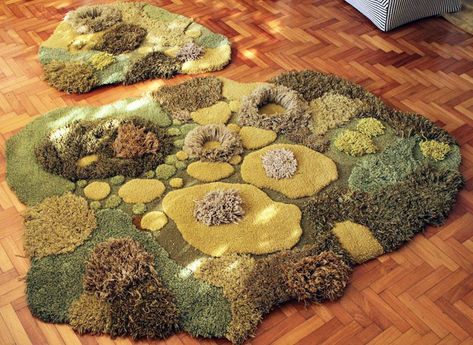 Moss Blanket, Diy Textiles Projects, Cottagecore Rug, Green Landscapes, Moss Rug, Diy Textiles, Textiles Projects, Moss Art, Diy Rug