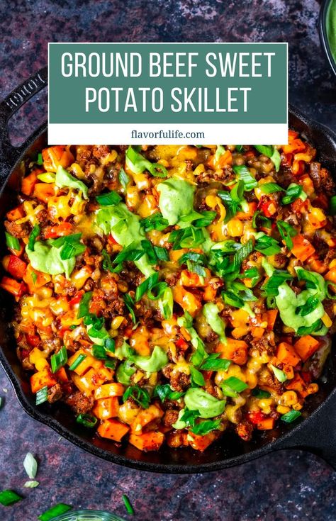 Ground Beef Sweet Potato Skillet, Chipotle Ground Beef, Sweet Potato And Veggies, Beef And Sweet Potato Skillet, Ground Beef Sweet Potato, Potato And Veggies, Beef And Sweet Potato, Quick Beef Recipes, Beef Chorizo