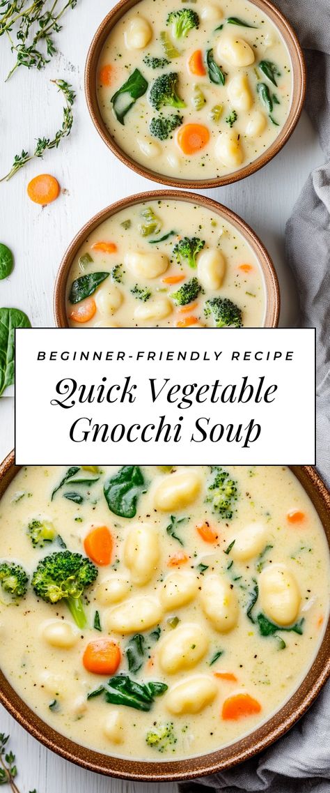 Image for Quick Vegetable Gnocchi Soup Vegetable Gnocchi, Gnocchi Soup, Gnocchi Recipes, Cozy Meals, Gnocchi, No Time