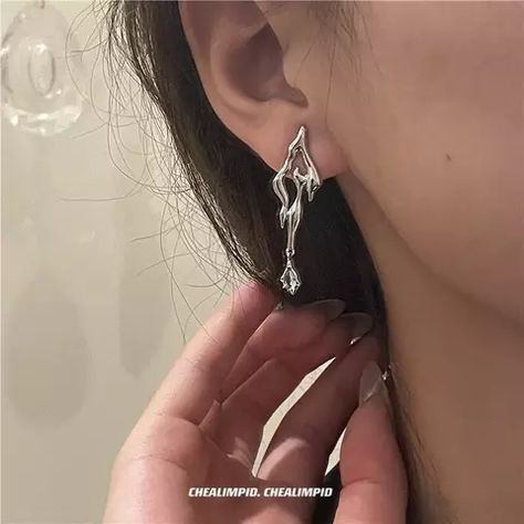 Irregular Liquid Metal Cross Moonstone Dangle Earrings Young Girl Trend Metal Cross Moonstone Drops Earrings Jewelry Wholesale - Dangle Earrings - AliExpress Grunge Earrings, Y2k Earrings, Tassels Earrings, Wholesale Earrings, Asymmetrical Earrings, Liquid Metal, Zircon Earrings, Zirconia Earrings, Trendy Earrings