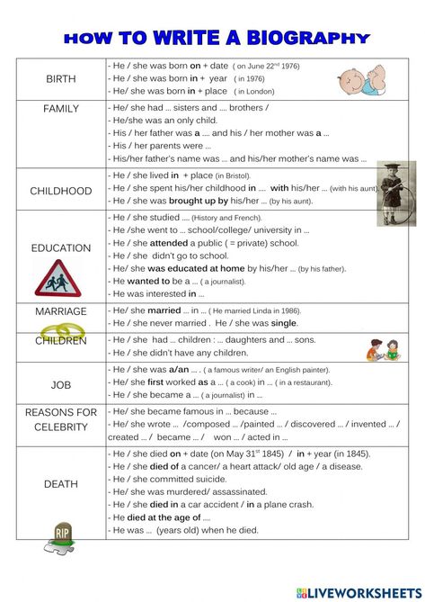 Biography Sentence Starters, Biography Interview Questions, How To Write A Biography About Someone Else, How To Write A Biography Templates, Writing Biography Tips, Writing A Biography About Yourself, How To Write A Bio, How To Write A Report, How To Write A Biography