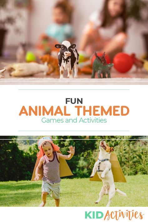 A collection of fun animal themed game and activity ideas for kids. #KidActivities #KidGames #ActivitiesForKids #FunForKids #IdeasForKids Zoo Summer Camp Theme, Outdoor Animal Activities Preschool, Animal Birthday Activities, Animal Games Preschool, Zoo Camp Activities, Animal Theme Games, Animal Summer Camp Activities, Animal Week Summer Camp, Animal Games For Kids Classroom