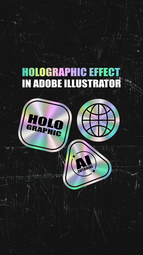 Holographic Illustration, Holographic Logo, Illustrator Tips, Holographic Design, Adobe Tutorials, Make Your Logo, More Design, Save For Later, Illustrator Tutorials