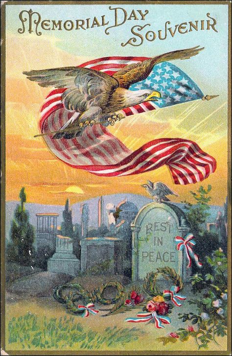 Antique vintage Memorial Day (Decoration Day) postcard Vintage Memorial Day, Patriotic Images, Memorial Day Decorations, Happy Memorial Day, Patriotic Holidays, Old Glory, Old Postcards, God Bless America, Look Vintage