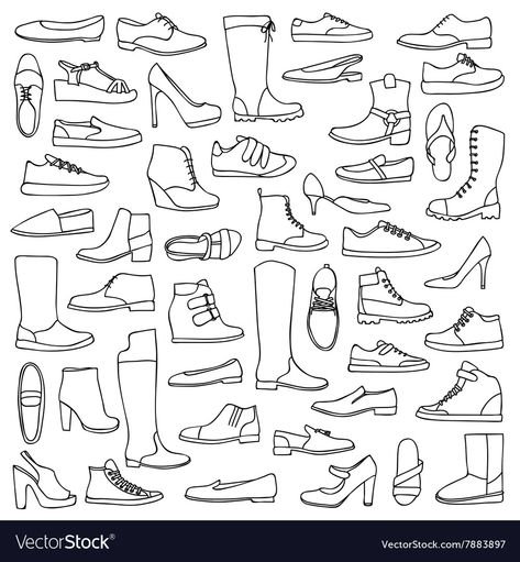 Shoe Doodles, Shoes Doodle, Doodle Shoes, 2024 Journal, Shoes Vector, Math Journal, 2d Design, Shoes Drawing, Simple Shoes