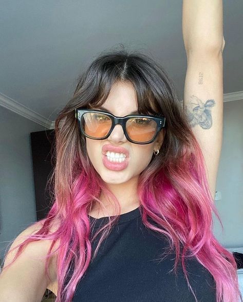 Brown And Pink Hair, Underlights Hair, January Nails, Fairy Hair, Nails 2021, Hair Color Pink, Brown Hair With Highlights, Summer Hair Color, Hair Inspo Color