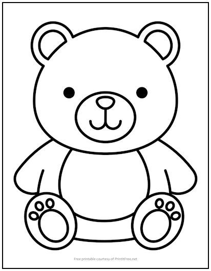 How To Draw Cute Bear, Teddy Bear Coloring Pages Free Printable, Bear Printable, Colouring Pages For Kids Easy, Teddy Bear Outline, Teddy Drawing, Teddy Bear Sketch, Teddy Bear Coloring Pages, Bear Template