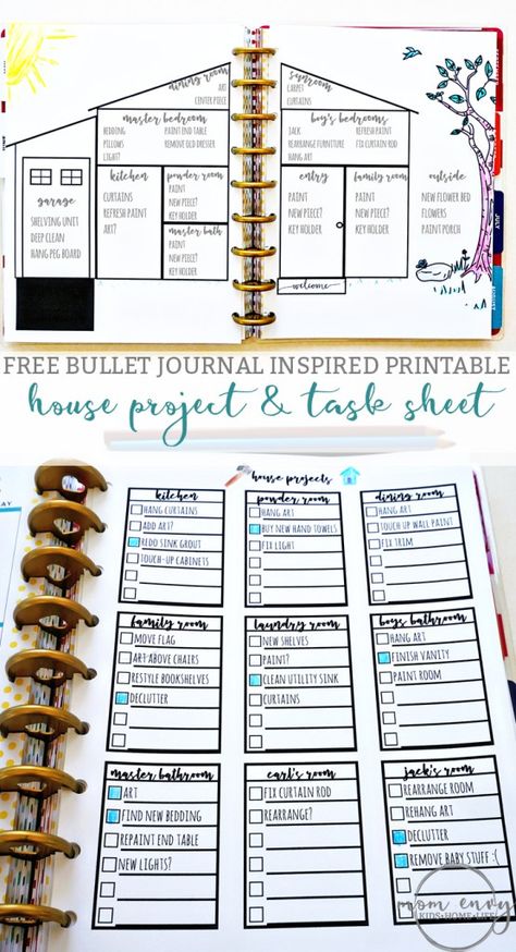 House Project Planner, Happy Planner Tracker Ideas, Free Happy Planner Printables, A5 Planner Printables Free, Happy Planner Ideas, House Planner, Happy Planner Free Printable, Journal Printables Free, Printable House