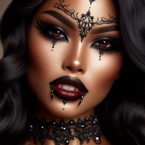 🦇Getting into the Halloween season, releasing my Inner Vampiress for today's eye Makeup look using @darlingglostudios Smokey Palette & Vampy liquid lipstick. #darlingglowchallenge Vampy Makeup For Black Women, Vampy Makeup, Edgy Makeup, Goth Aesthetic, Makeup For Black Women, Halloween Season, Eye Makeup Tutorial, Liquid Lipstick, Makeup Tutorial