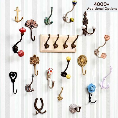 Antique Hooks On Wall, Hand Towel Holder Ideas Bathroom Wall, Hand Towel Holder Ideas, Unique Coat Rack, Clay Hooks, Hand Towel Hook, Kids Wall Hooks, Key Racks, Coat Rack Wall Mount