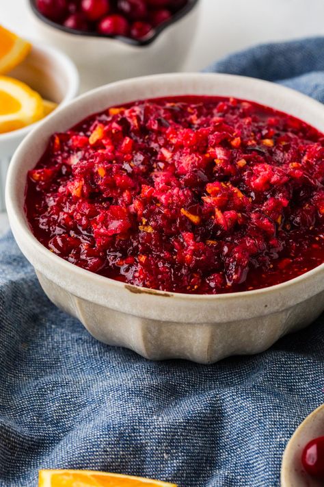 Whether it's Thanksgiving or just another day this recipe for Cranberry Relish will pucker your tastebuds with a rush of sweet deliciousness! Cranberry Relish Recipes Thanksgiving, Cranberry Orange Relish Recipes, Cranberry Recipes Thanksgiving, Cranberry Orange Relish, Cranberry Thanksgiving, Canned Cranberry Sauce, Cranberry Relish, Cranberry Sauce Recipe, Chicken Appetizers