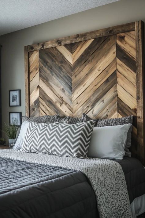 Give your bedroom a sustainable makeover with this DIY reclaimed wood headboard! It’s the perfect project for creating an eco-friendly, stylish space. 🧰🏡 #ReclaimedWoodHeadboard #SustainableBedroom #DIYHomeDecor #EcoFriendlyLiving #GreenHomeIdeas Diy Headboard Wall Ideas, Headboard Wood Design, Diy Wood Headboard Ideas, Bed Without Headboard Decor, Wooden Headboard Diy, Diy Headboard Ideas Easy Cheap, Wood Wall Bedroom, Diy Headboard Ideas Easy, Tile Porch