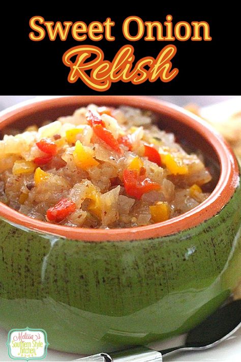 Onion Relish Recipe Tomato And Onion Relish, Onion Relish Canning Recipe, Onion Pepper Relish Recipe, Sweet Onion Relish Recipe, Sweet And Hot Pepper And Onion Relish, Hot Dog Relish Recipe, Hot Dog Relish, Onion Benefits Health, Pickled Vegetables Recipe