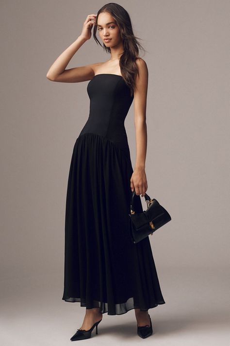 Drop Waist Midi Dress, Drop Waist Maxi Dress, Waist Corset, Drop Waist Dress, Strapless Maxi Dress, Black Gown, Maxi Dress Formal, Dropwaist Dress, Hoco Dresses