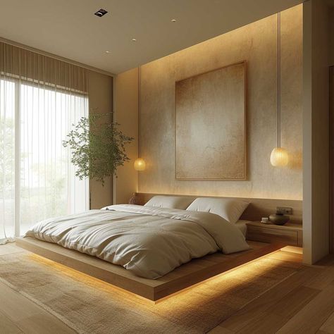 The Gentle Art of Zen Style in Home Interior Design • 333k+ Inspiring Lifestyle Ideas Zen Interior Design Bedroom, Modern Cozy Bedroom, Japandi Bedroom Design, Minimal Bedrooms, Japandi Bedroom Ideas, Japanese Inspired Bedroom, Zen Living Room, Perspective Room, Japandi Bedroom