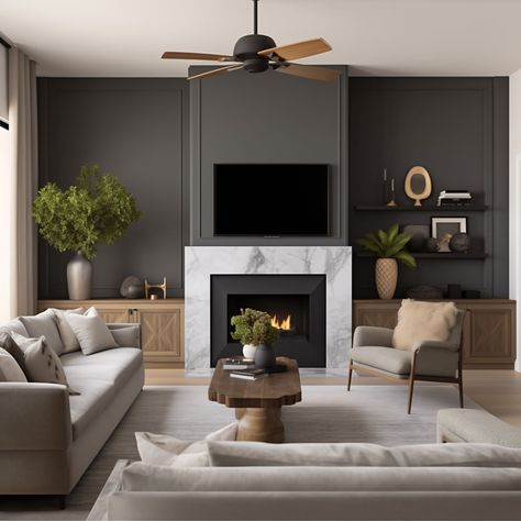 Accent Wall Fireplace, Contemporary Accent Wall, Fireplace Accent Wall, Fireplace Accent Walls, Innovative Design Ideas, Interior Deisgn, Accent Wall Ideas, Wall Fireplace, Light Grey Walls