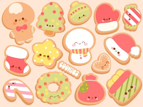 Stickers For Goodnotes, Kawaii Clipart, Kawaii Christmas, Stickers Kawaii, Tanah Liat, Kawaii Chibi, Christmas Drawing, Kawaii Stickers, Food Drawing