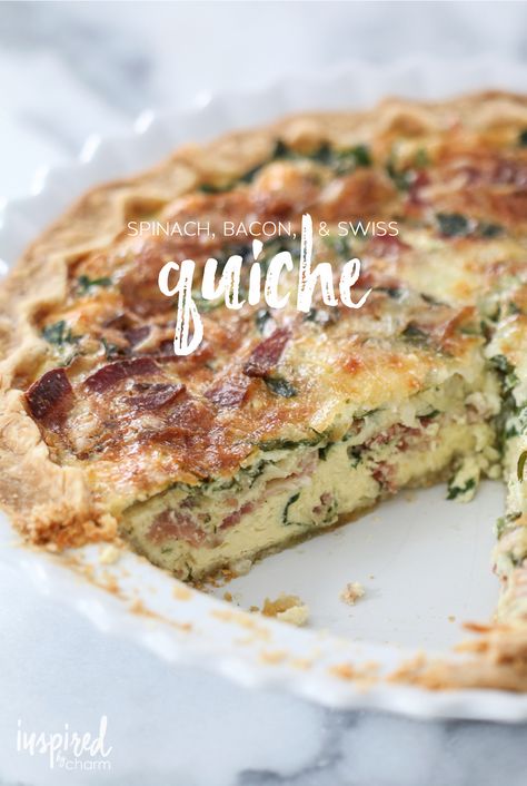 Wellington Recipes, Spinach Leek, Cream Cheese Crust, Swiss Quiche, Filet Mignon Chorizo, Bacon Quiche Recipe, Quiche Lorraine Recipe, Bacon Quiche, Cheese Crust