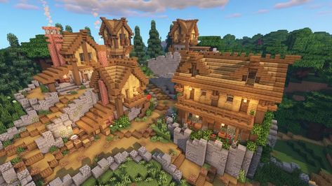 Mountain Forest Village Transformation Minecraft Map Village Transformation Minecraft, Minecraft Village Transformation, Minecraft Forest Village, Minecraft Mountain Village, Minecraft Mountain, Minecraft Base, Forest Village, Traditional Japanese House, Minecraft Inspiration